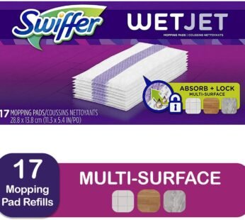Swiffer Wetjet Hardwood Mop Pad Refills for Floor Mopping and Cleaning, 17ct
