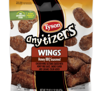 Tyson Any’tizers Honey BBQ Bone-In Chicken Wings Frozen 22 oz
