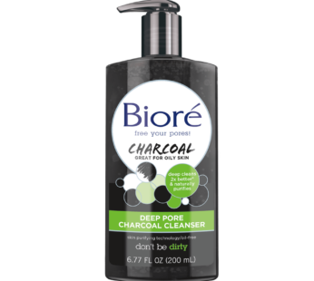 Biore Deep Pore Cleansing Charcoal Daily Face Wash for Oily Skin 6.77oz (Pack of 1)