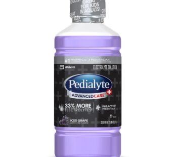 Pedialyte AdvancedCare Plus Electrolyte Drink 1 Liter with 33% More Electrolytes and has PreActiv Prebiotics Iced Grape