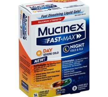 Mucinex Fast-Max Day & Night Cold & Flu Liquid Gels Maximum Strength 24 ct