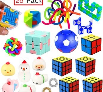 Fidget Toys Set 25 Pcs Stress Relief and Anti-Anxiety Tools Bundle for Kids and Adults Marble and Mesh Pack of Squeeze Ball