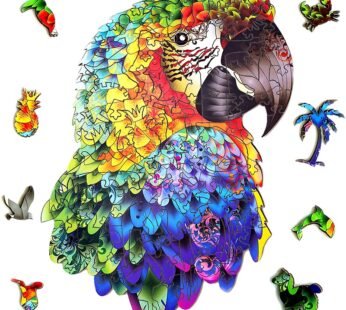 Wooden Jigsaw Puzzles -Parrot,Unique Shape Jigsaw Pieces,Small Animals Puzzle, Fun Puzzle Game for Family -Best Gift for Adults and Kids