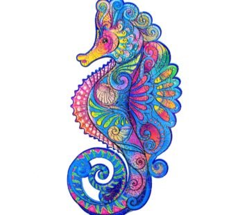 Wooden Puzzles for Adults Seahorse Wooden Jigsaw Puzzles Unique Shape Wooden Animal Puzzle Creative Challenge for Kids, Adults, Family.