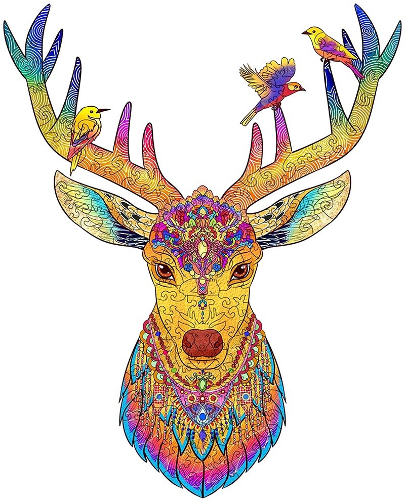 Wooden Jigsaw Puzzles -Elegant Deer,Unique Shape Jigsaw Pieces,Small Animals Puzzle, Fun Puzzle Game for Family -Best Gift for Adults and Kids