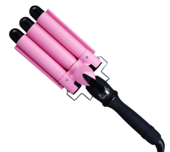 Daduo 3 Barrel Curling Iron Wand 25mm Hair Crimper with LCD Temp Display, 1 Inch BedHead Hair Curler Dual Voltage Hair Curling Wand, Ceramic Tourmaline Triple Barrels Hair Waver Crimping Iron for Hair – Color (Pink)