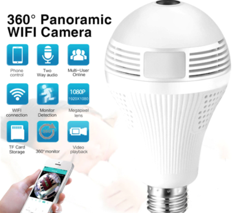 :    Wireless IP Camera Bulb Light WiFi Fisheye 1080P 360 degree Mini Camera 1.3MP Home Security WiFi Panoramic Camera Lamp