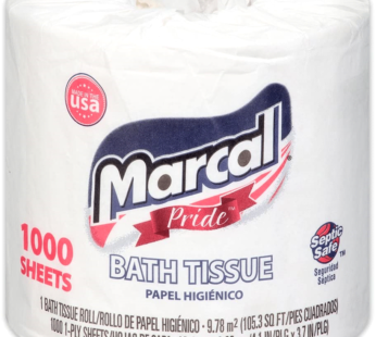 : Marcal Pride Toilet Paper, White, 1000 Sheets Per Roll, 20 Rolls Per Case – Sustainable and Chlorine Free Bath Tissue