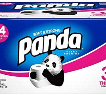 Panda TT24, 2-Ply White Toilet Tissue Rolls, Disposable Extra Soft Absorbent Toilet Paper Rolls, 500 Sheets per Roll, 6PK/4RL